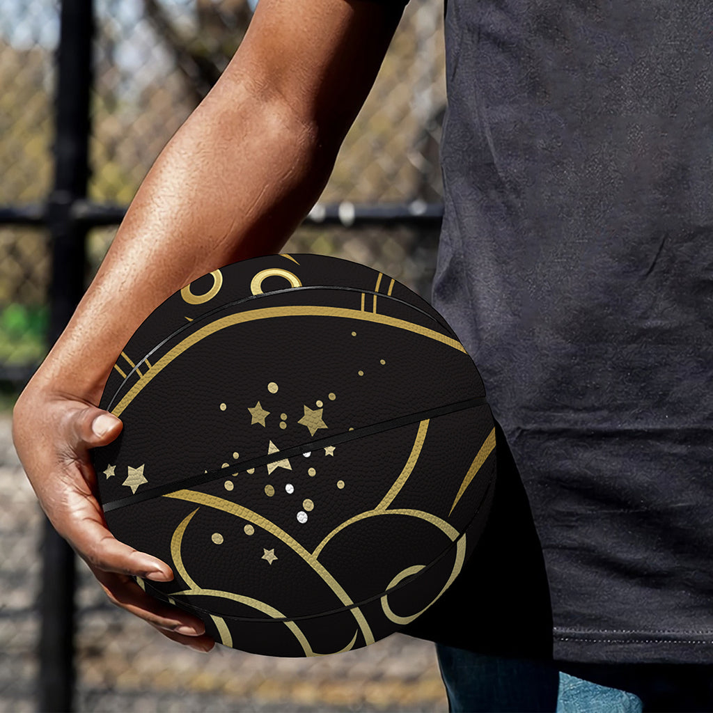 Gold And Black Aries Sign Print Basketball