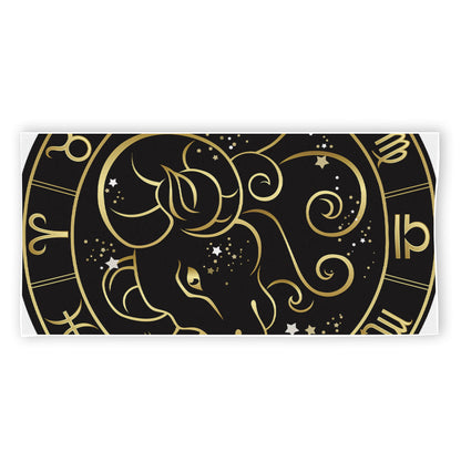 Gold And Black Aries Sign Print Beach Towel