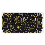 Gold And Black Aries Sign Print Beach Towel