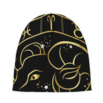 Gold And Black Aries Sign Print Beanie