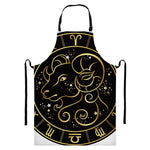 Gold And Black Aries Sign Print Bib Apron With Pocket