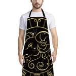 Gold And Black Aries Sign Print Bib Apron With Pocket