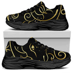 Gold And Black Aries Sign Print Black Chunky Shoes