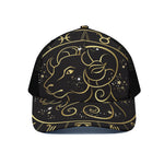 Gold And Black Aries Sign Print Black Mesh Trucker Cap