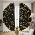 Gold And Black Aries Sign Print Dimout Pencil Pleat Curtains