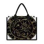 Gold And Black Aries Sign Print Canvas Tote Bag