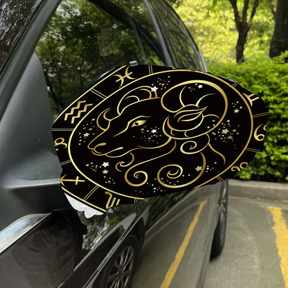 Gold And Black Aries Sign Print Car Side Mirror Covers
