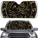 Gold And Black Aries Sign Print Car Windshield Sun Shade