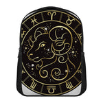 Gold And Black Aries Sign Print Casual Backpack