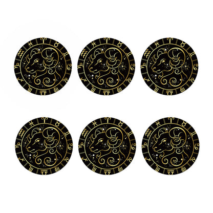 Gold And Black Aries Sign Print Coaster Set