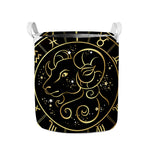 Gold And Black Aries Sign Print Collapsible Laundry Basket