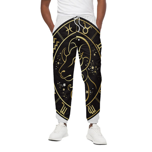 Gold And Black Aries Sign Print Cotton Pants