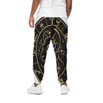 Gold And Black Aries Sign Print Cotton Pants