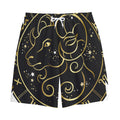 Gold And Black Aries Sign Print Cotton Shorts