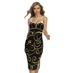 Gold And Black Aries Sign Print Cross Back Cami Dress