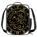 Gold And Black Aries Sign Print Crossbody Lunch Bag