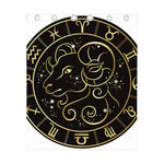 Gold And Black Aries Sign Print Curtain