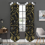 Gold And Black Aries Sign Print Curtain