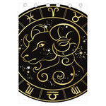 Gold And Black Aries Sign Print Curtain