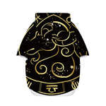 Gold And Black Aries Sign Print Dog Zip Up Hoodie