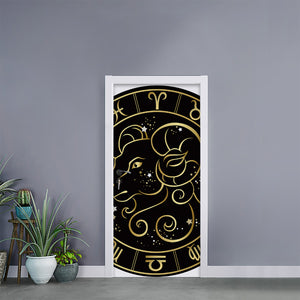 Gold And Black Aries Sign Print Door Sticker