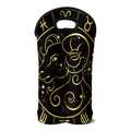 Gold And Black Aries Sign Print Double Neoprene Wine Tote