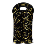 Gold And Black Aries Sign Print Double Neoprene Wine Tote