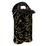 Gold And Black Aries Sign Print Double Neoprene Wine Tote