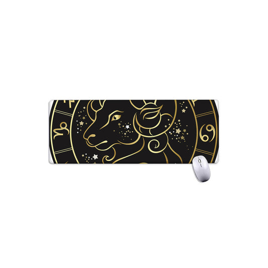 Gold And Black Aries Sign Print Extended Mouse Pad