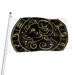 Gold And Black Aries Sign Print Flag