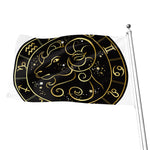 Gold And Black Aries Sign Print Flag
