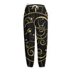 Gold And Black Aries Sign Print Fleece Lined Knit Pants