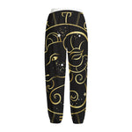 Gold And Black Aries Sign Print Fleece Lined Knit Pants