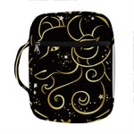 Gold And Black Aries Sign Print Front Pocket Bible Bag