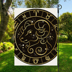 Gold And Black Aries Sign Print Garden Flag