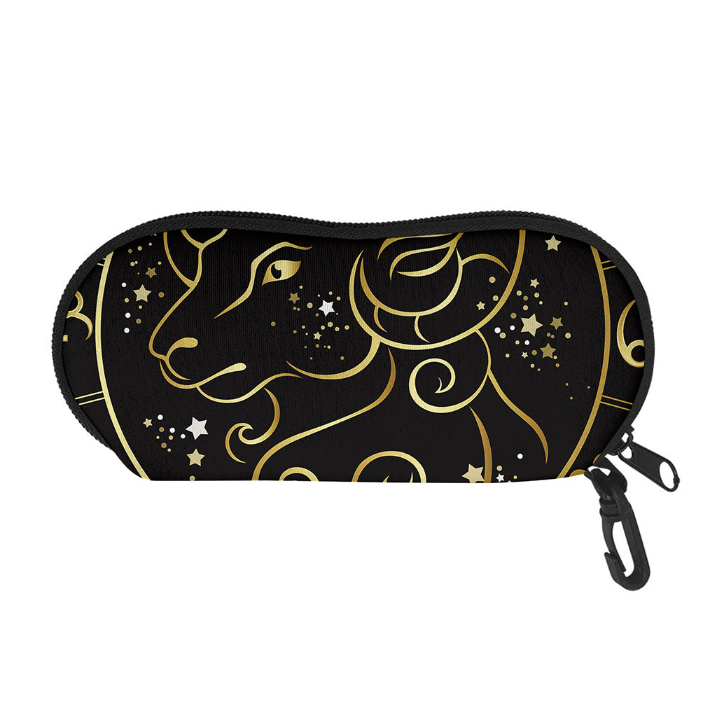 Gold And Black Aries Sign Print Glasses Case