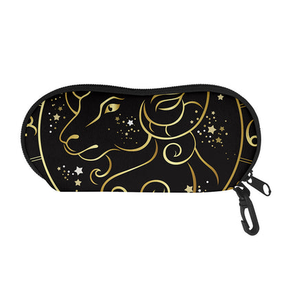 Gold And Black Aries Sign Print Glasses Case