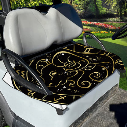 Gold And Black Aries Sign Print Golf Cart Seat Cover