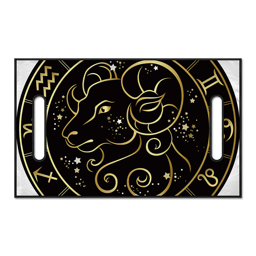 Gold And Black Aries Sign Print Golf Cart Seat Cover