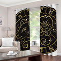 Gold And Black Aries Sign Print Grommet Curtains