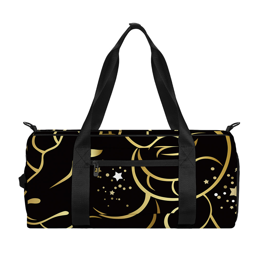 Gold And Black Aries Sign Print Gym Bag