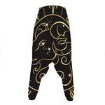 Gold And Black Aries Sign Print Hammer Pants