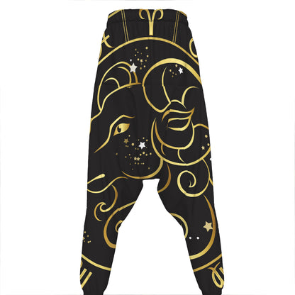 Gold And Black Aries Sign Print Hammer Pants