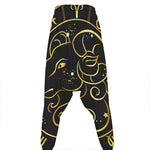 Gold And Black Aries Sign Print Hammer Pants