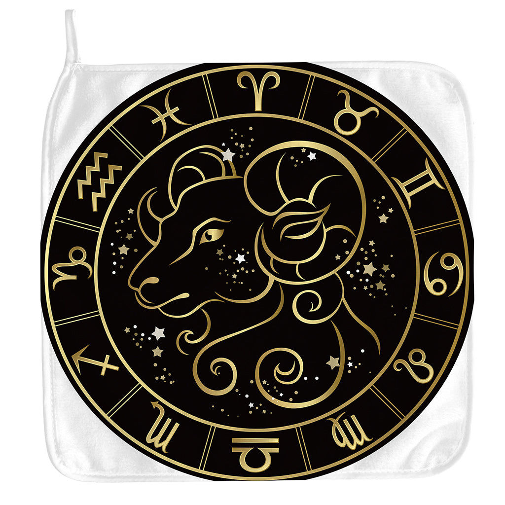 Gold And Black Aries Sign Print Hand Towel