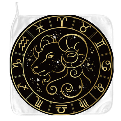Gold And Black Aries Sign Print Hand Towel