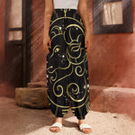 Gold And Black Aries Sign Print Harem Pants