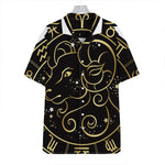 Gold And Black Aries Sign Print Hawaiian Shirt