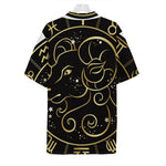 Gold And Black Aries Sign Print Hawaiian Shirt