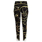 Gold And Black Aries Sign Print High-Waisted Pocket Leggings